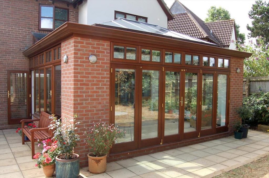 Great Shelford Hardwood Orangery Stained To Match Existing House